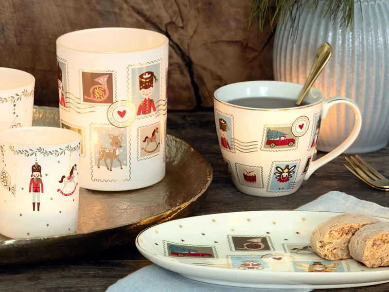Greengate Xmas letter Stoffserviette mit Spitze white 40x40cm