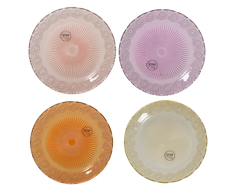 Frühstücksteller Glas 4-fach sortiert 25cm x 1,8cm