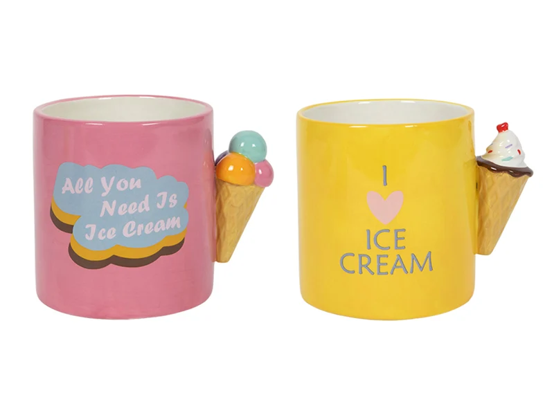 Tasse mit Text und Eiscreme 13x10x10.4cm 500ml 2-fach sortiert
