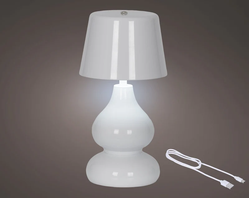 LED Akku-Tischleuchte Eisen stabil innen weiß/warmweiß Ø 13 cm H 26 cm