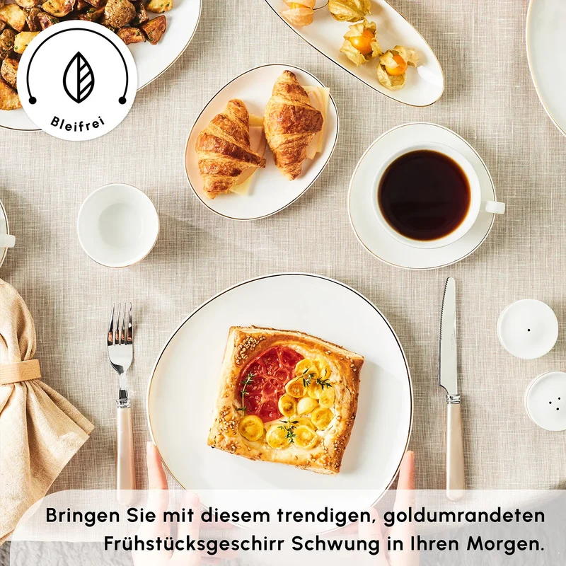 Karaca Stream Pure Middle 34-Teiliges 6-Personen Frühstücksset Gold