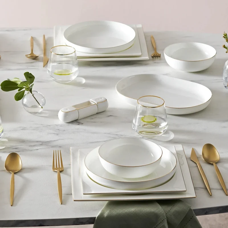 Karaca Fine Pearl Extra Nish 62-Teiliges 12-Personen Geschirrset Gold