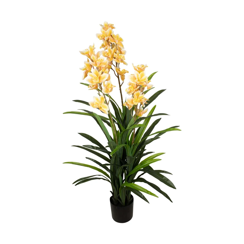 Künstliche Cymbidium Pflanze 40x40x150cm Gelb