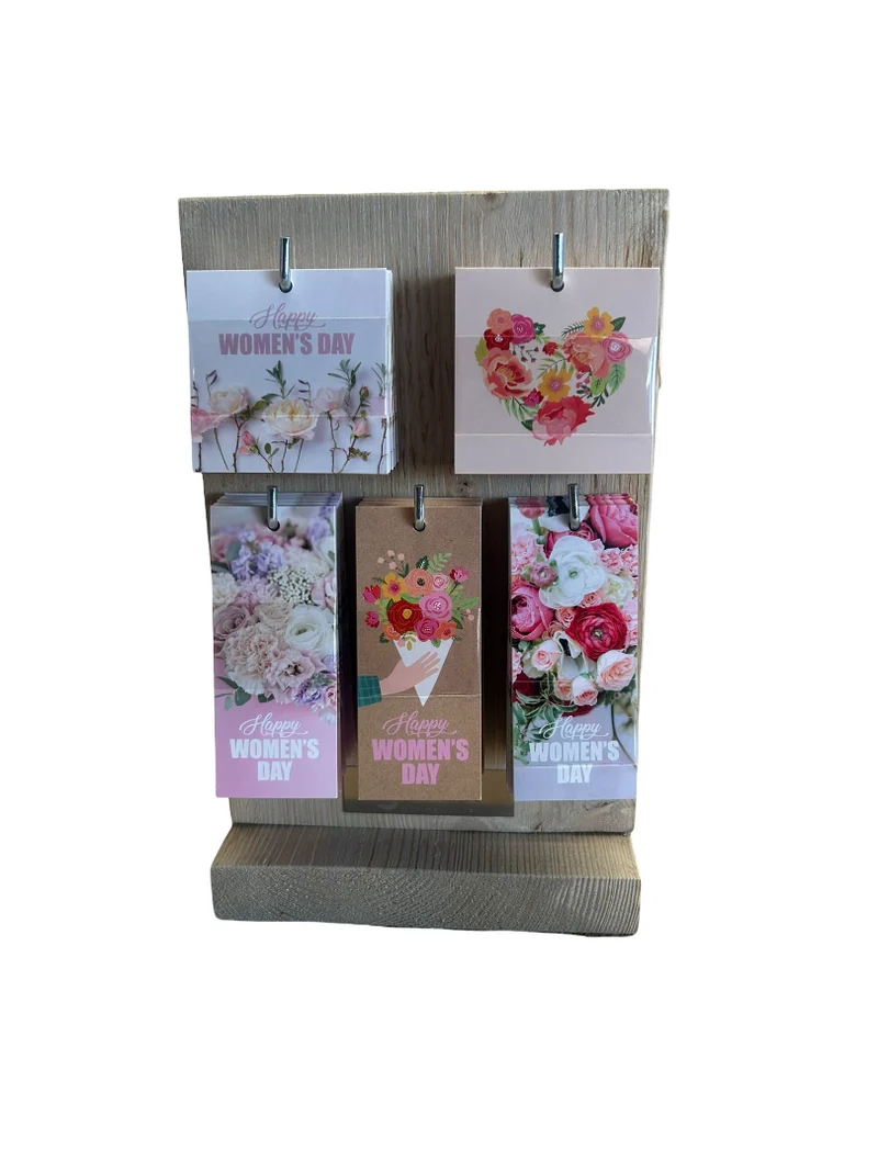 Display mit 60 Geschenkkarten in 5 Motiven „Frauentag“