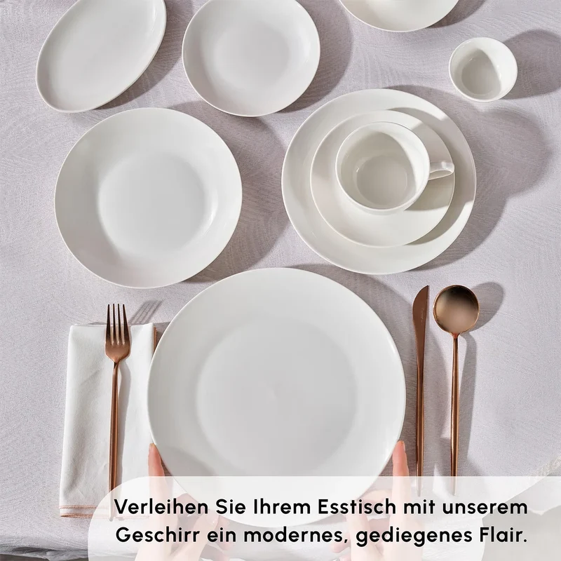 Karaca Marcelo Weiß Geschirr und Frühstücks Set, 88 Teilig