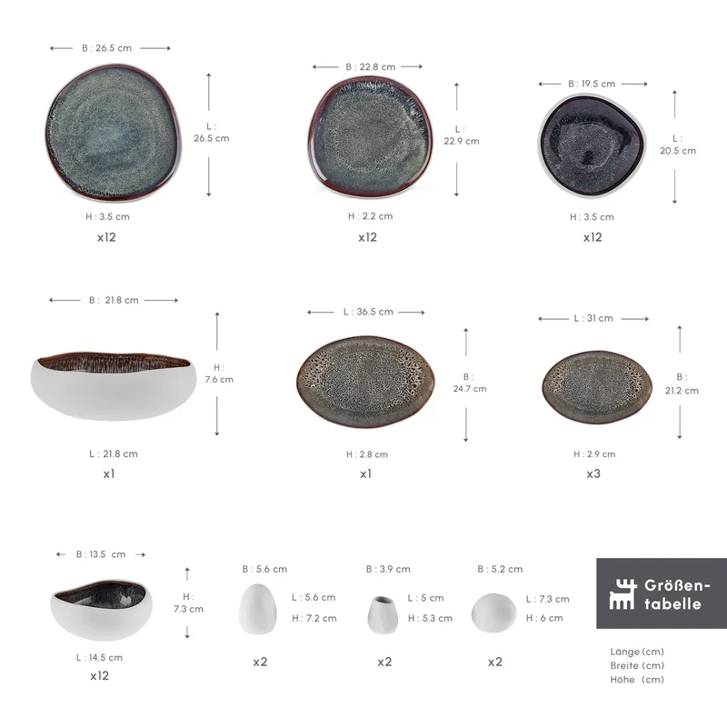 Karaca Earth Collection New Galactic Weiß 59-Teiliges 12-Personen Geschirrset
