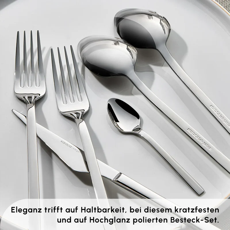 Karaca Sedir Elegance Besteckset für 12 Personen, 84 Teilig