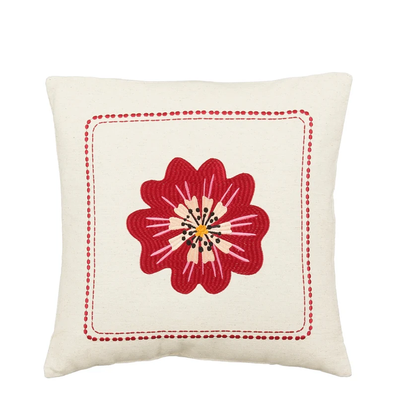 Kissen Blume rot - L45xB45xH10cm