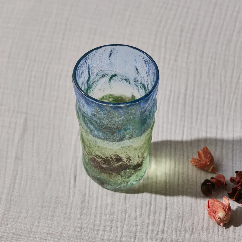 Karaca Glacier Getränke Glas, Blau Grün, 383 ml
