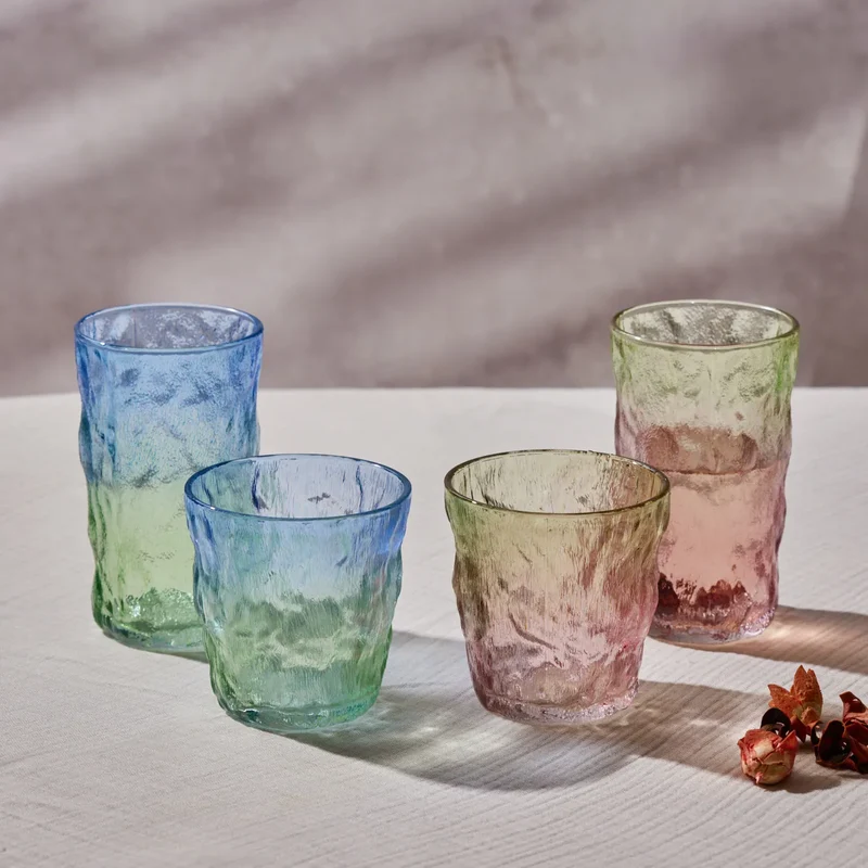 Karaca Glacier Getränke Glas, Blau Grün, 383 ml