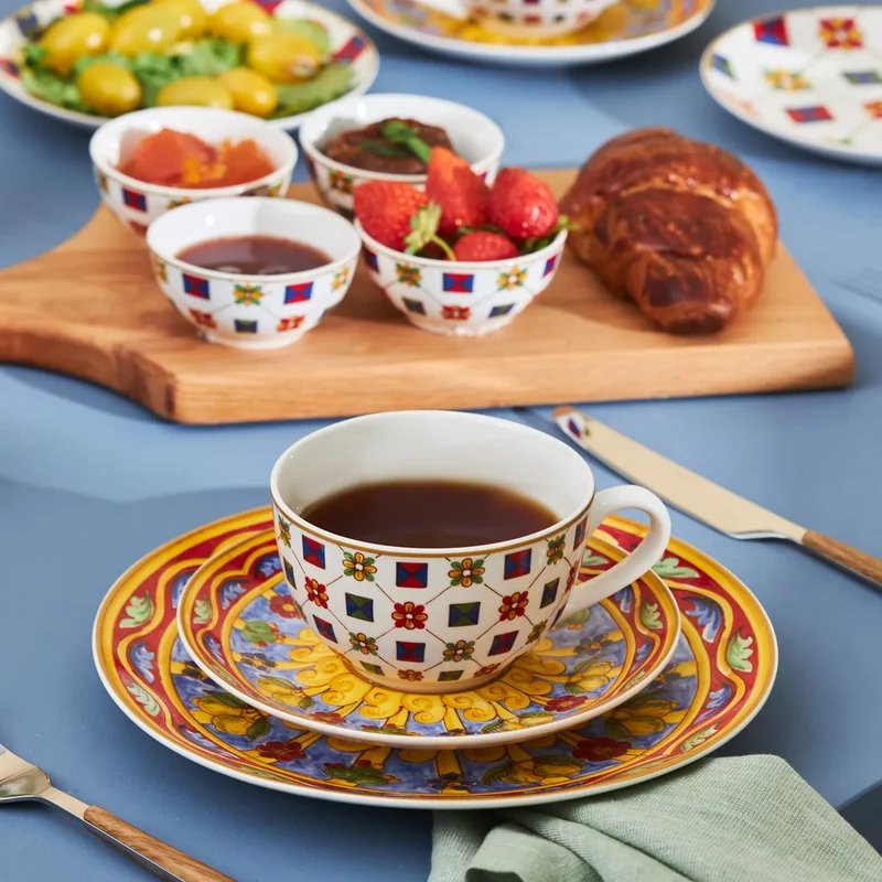 Karaca Juno Frühstücksset und Servierschalen für 6 Personen, 26 Teilig, New Generation Bone