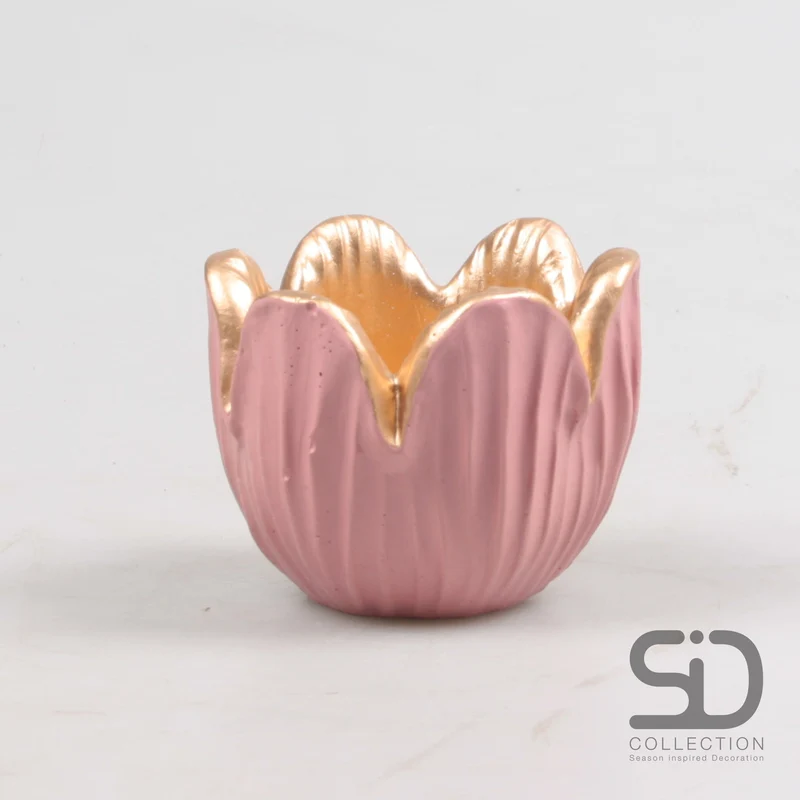 TULPEN WACHSLICHTHALTER 8,5X6,5 CM PINK ZEMENT