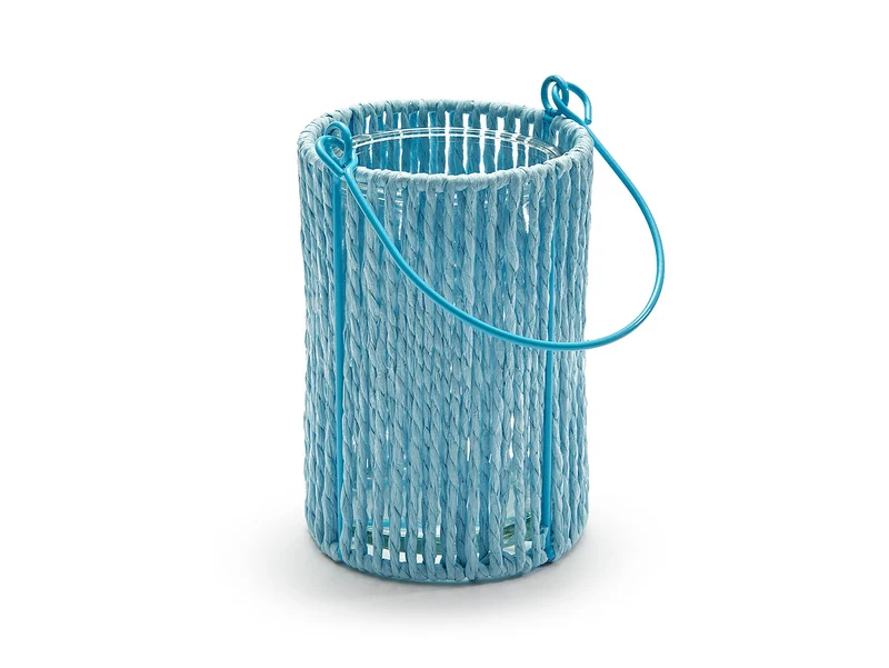 Laterne rund 'Lumière' himmelblau 16cm