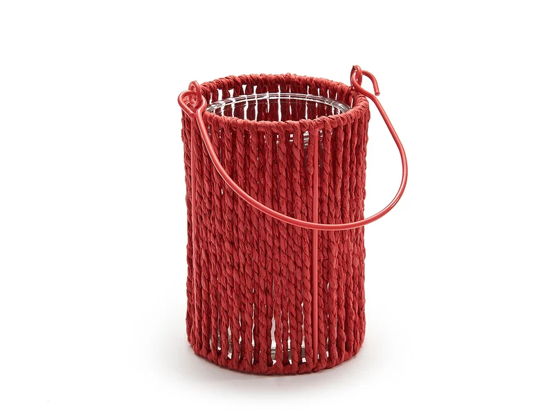 Laterne rund 'Lumière' korallenrot 16cm