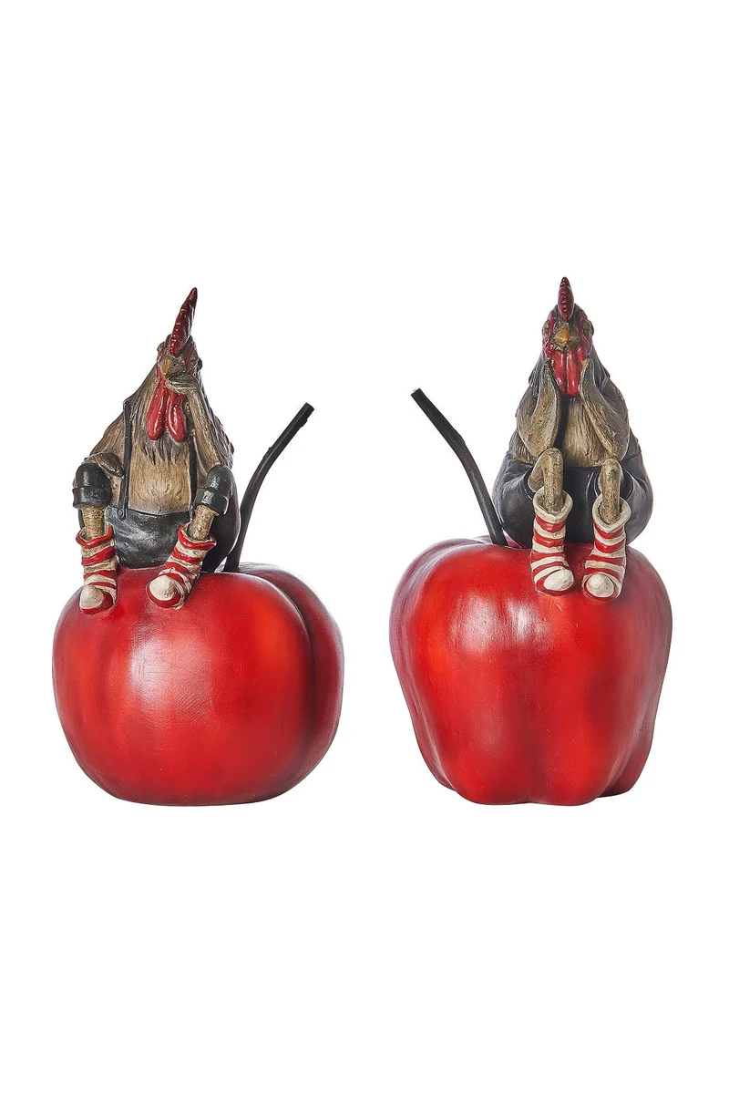 Hahn auf Apfel Polyester 25cm 2-fach sortiert