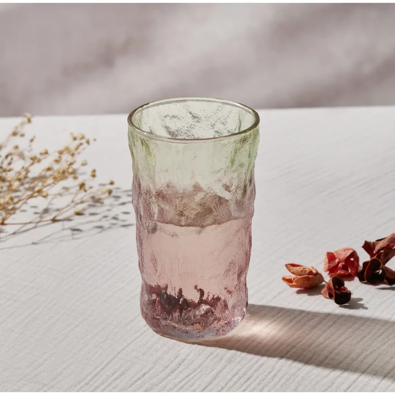 Karaca Glacier Getränke Glas, Rot Grün, 383 ml