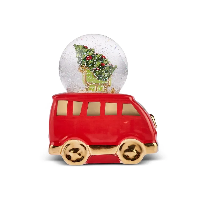 Karaca Weihnachten Minivan Schneekugel, 15cmx9cmx19cm, Rot