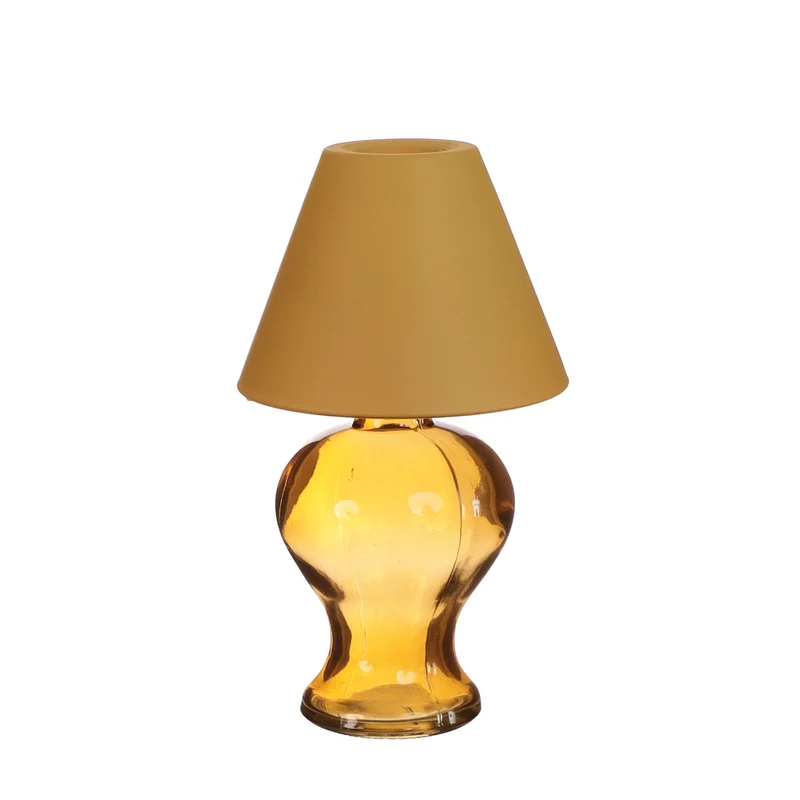 Glaslampe Amber für Teelicht Ø9 H.16 cm Senf