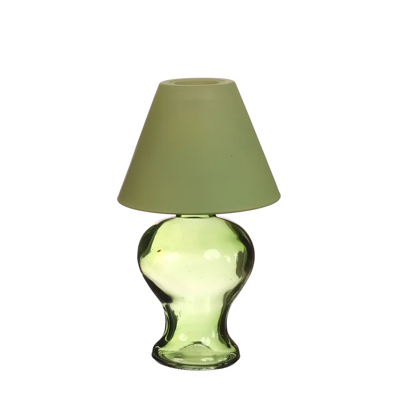 Glaslampe Amber für Teelicht Ø9 H.16 cm soft green