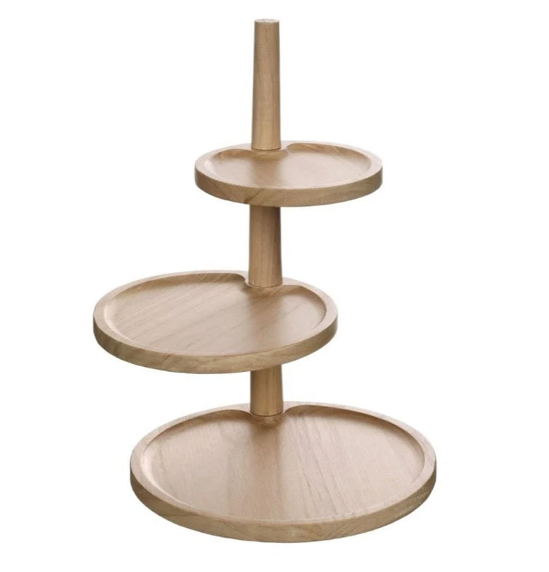 hölzerne Etagere mit 3 Etagen H37, Ø 25,5+20,5+15,5 cm
