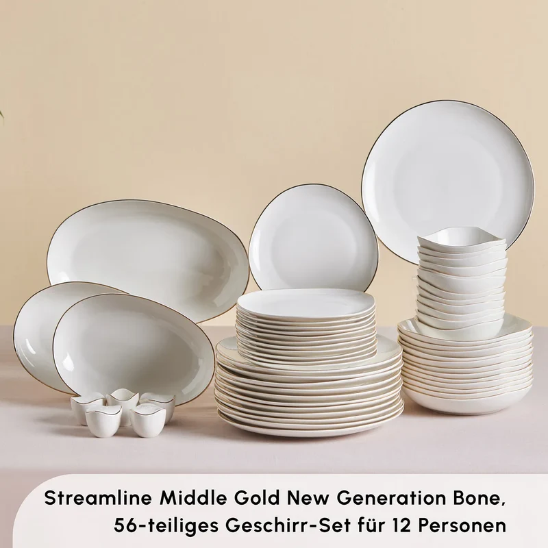 Karaca Stream Bone Middle 56-Teiliges 12-Personen Geschirrset