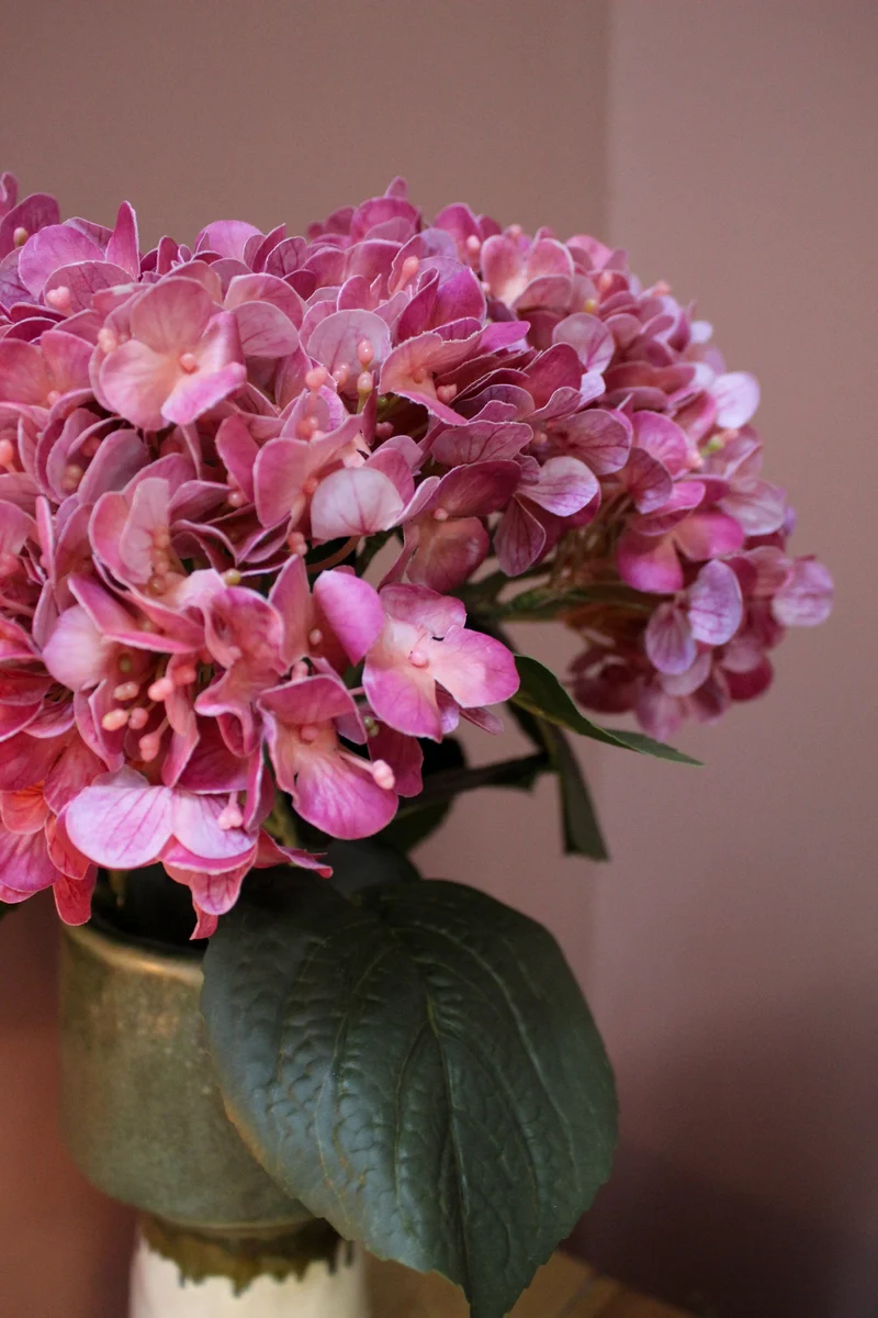 Hydrangea-Spray 75 cm, Echtfühl-Optik, mauve