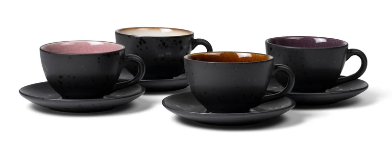 Bitz Tasse mit Untertasse black/amber 0,24 l Set4