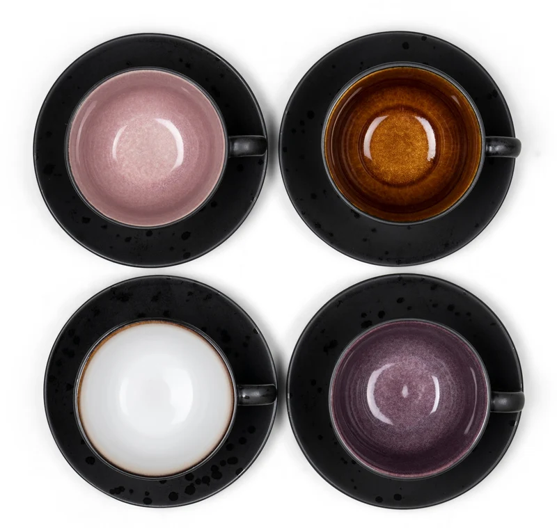 Bitz Tasse mit Untertasse black/amber 0,24 l Set4