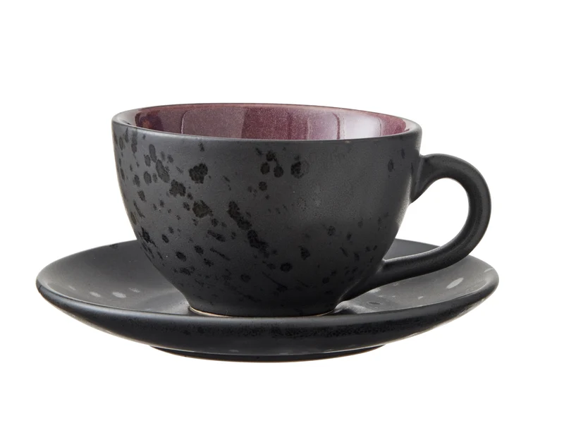 Bitz Tasse mit Untertasse black/amber 0,24 l Set4