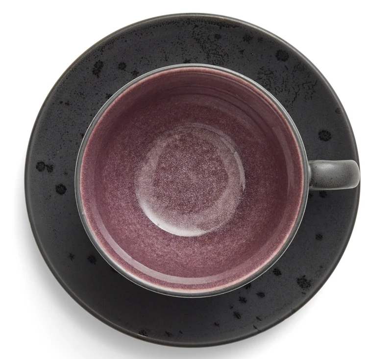 Bitz Tasse mit Untertasse black/amber 0,24 l Set4