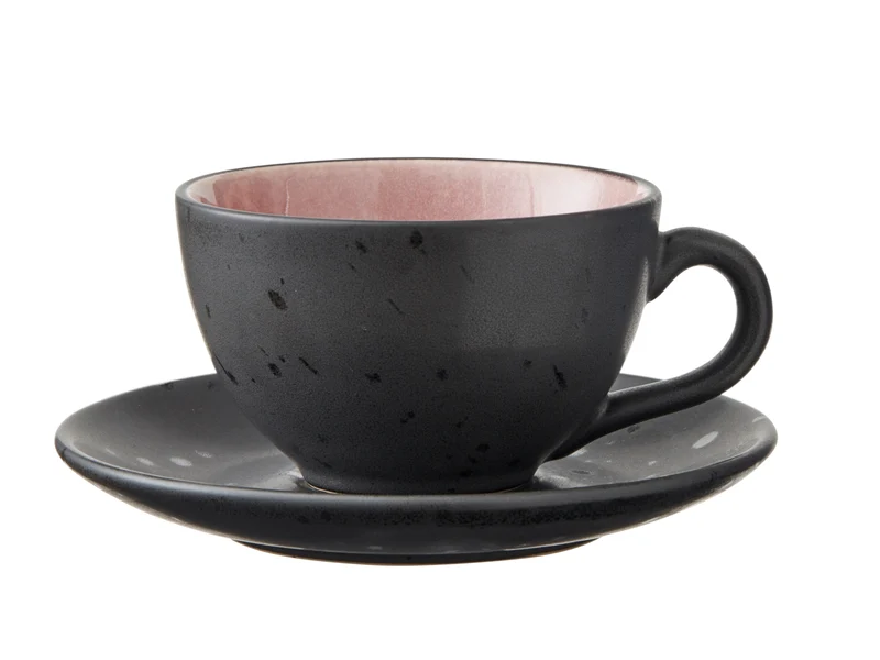 Bitz Tasse mit Untertasse black/amber 0,24 l Set4