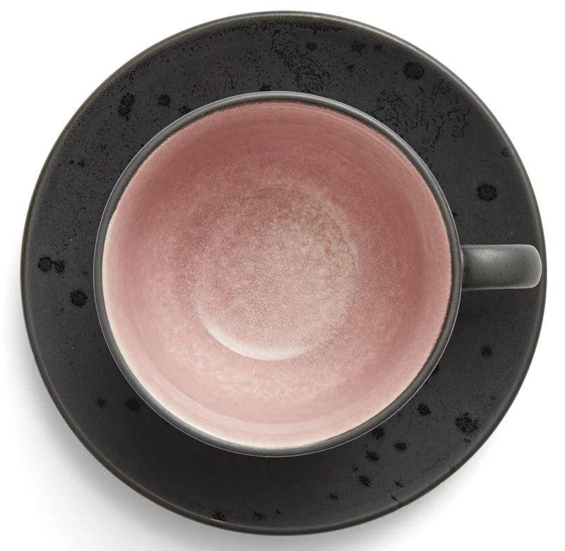 Bitz Tasse mit Untertasse black/amber 0,24 l Set4