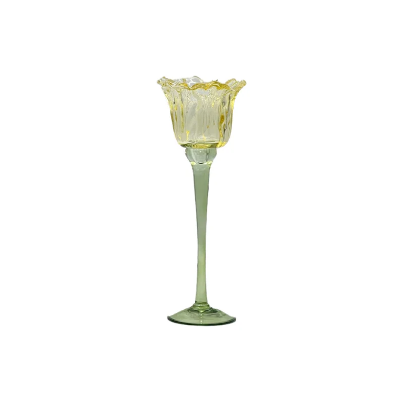 Teelichthalter Flor D9 H26cm Gelb