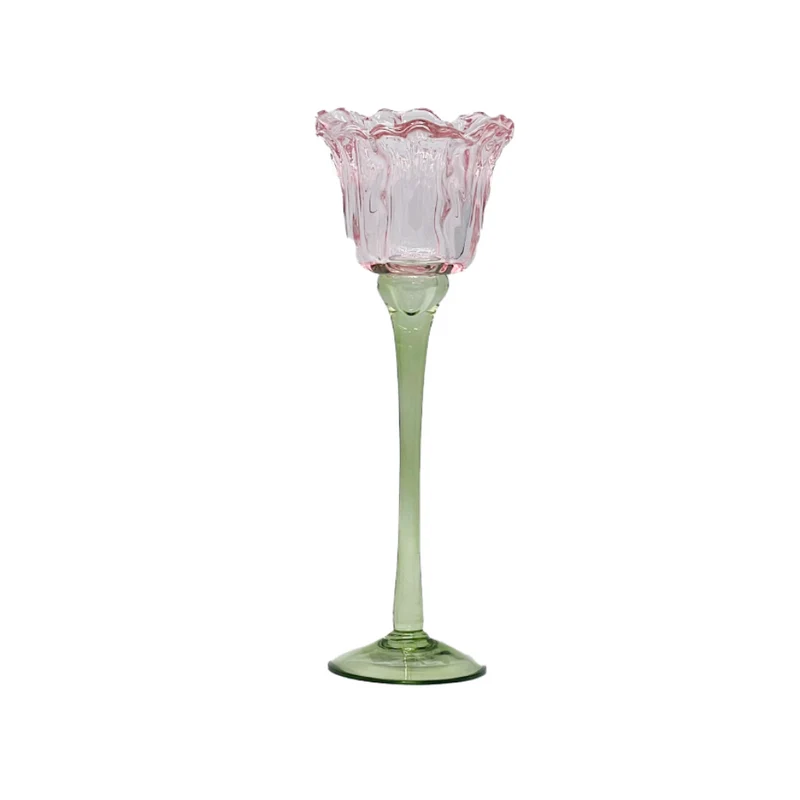 Teelichthalter Flor D9 H26cm Lachsfarben