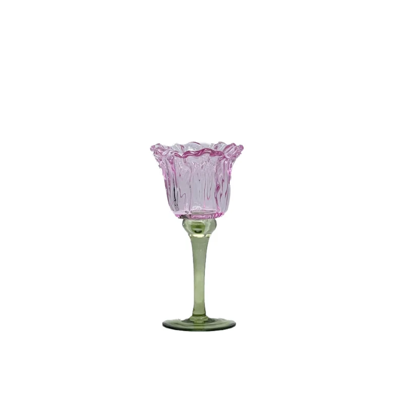 Teelichthalter Flor D9 H20cm Rosa