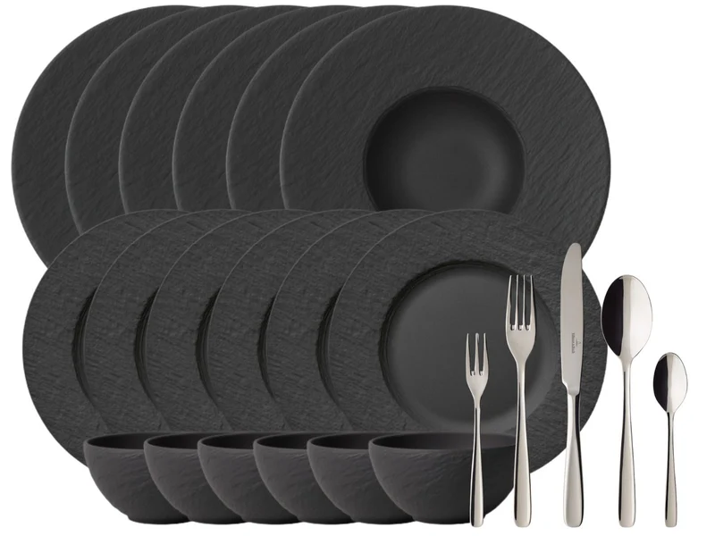 Villeroy & Boch Manufacture Rock Set 18tlg + Besteckset Liam