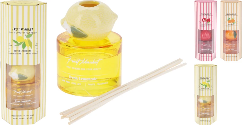 Duftdiffusor 100 ml, D7 H7,5 cm, 3 verschiedene Düfte, 23 x 9 x 9 cm
