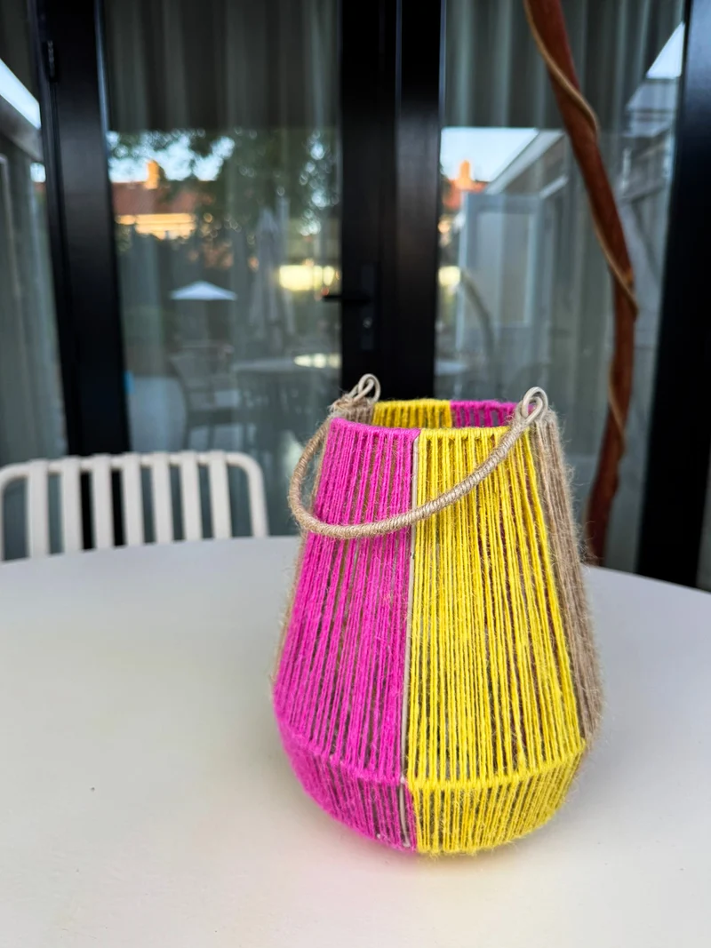 Stk. 1 Sisal-Seillaterne/-Hänger nat./orange/rosa Ø 19.5x24.