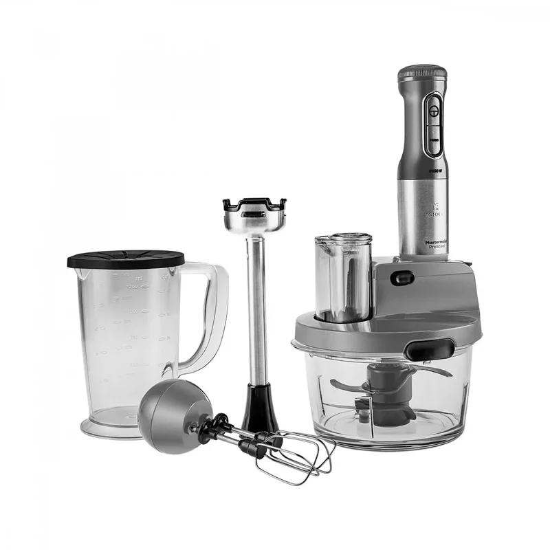 Karaca Mastermaid Küchenroboter aus Stahlglas, Langer Mixer 8 ın 1, 2500 W, Galaxy Grey
