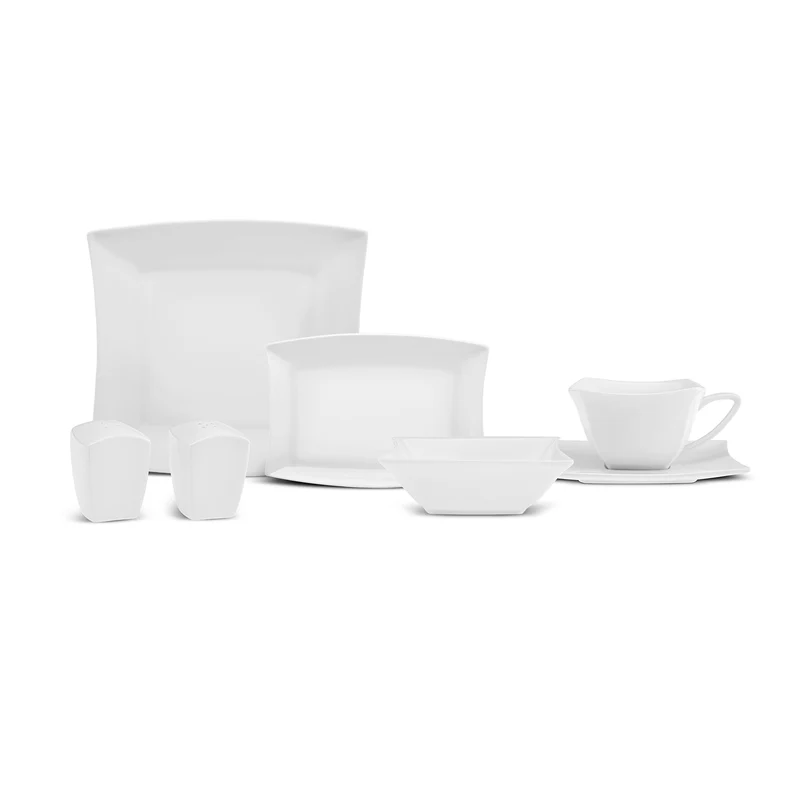 Karaca Stream Pure Perfect Weiß 32-Teiliges 6-Personen Frühstücksset Quadrat