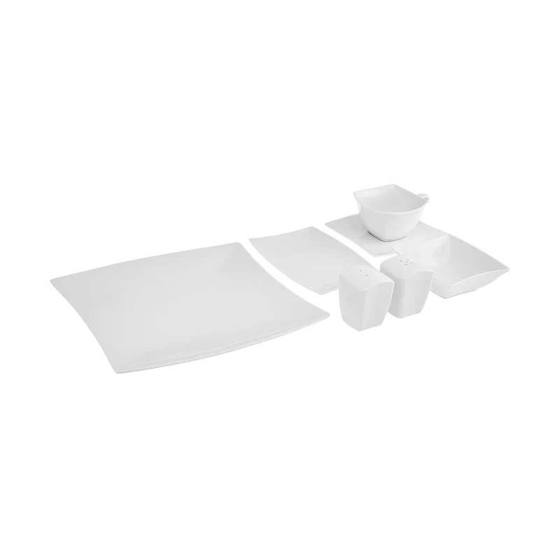 Karaca Stream Pure Perfect Weiß 32-Teiliges 6-Personen Frühstücksset Quadrat