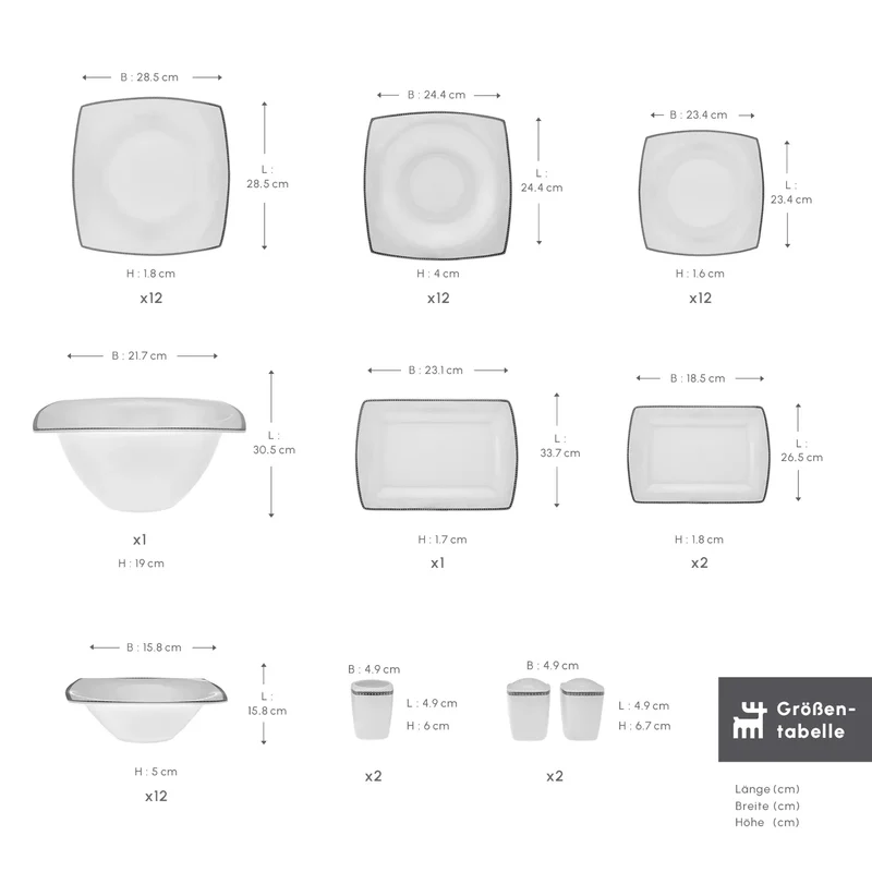 Geschirrset Fine Pearl Neklus 58-Teilig und ideal für 12-Personen