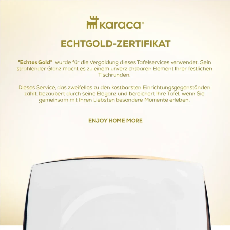 Karaca Fine Pearl New Agate 58-Teiliges 12-Personen Geschirrset Gold