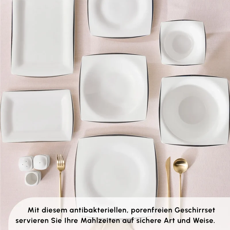 Karaca Fine Pearl New Agate 58-Teiliges 12-Personen Geschirrset Platin