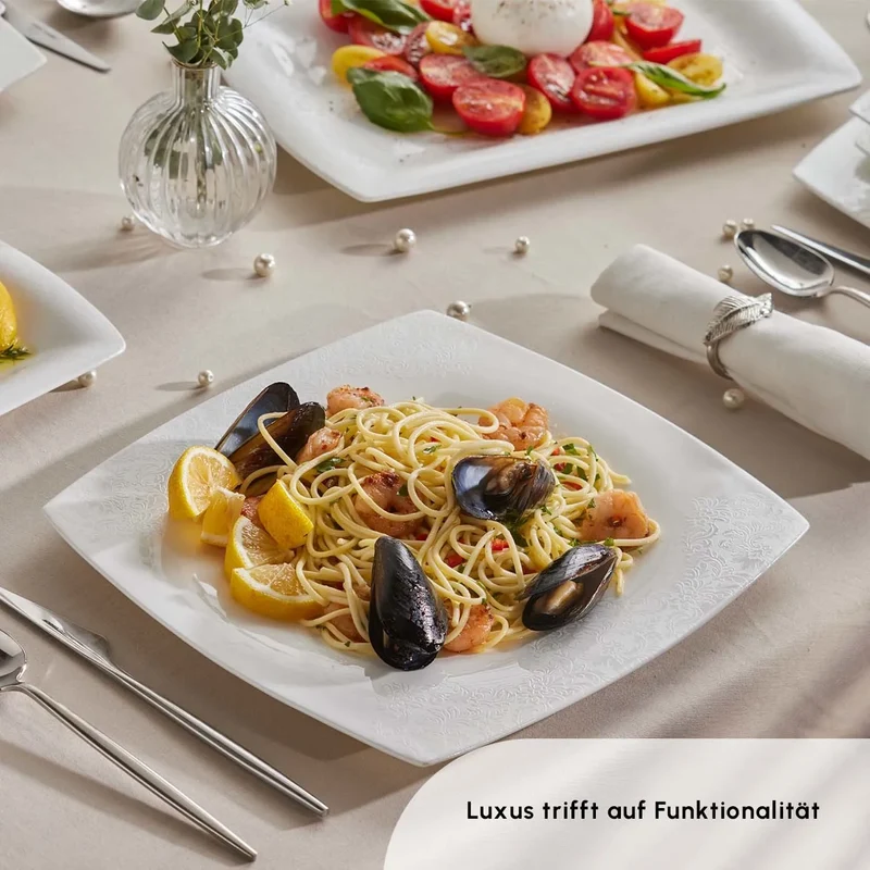 Karaca Fine Pearl Helen 58-teiliges Tafelservice für 12 Personen