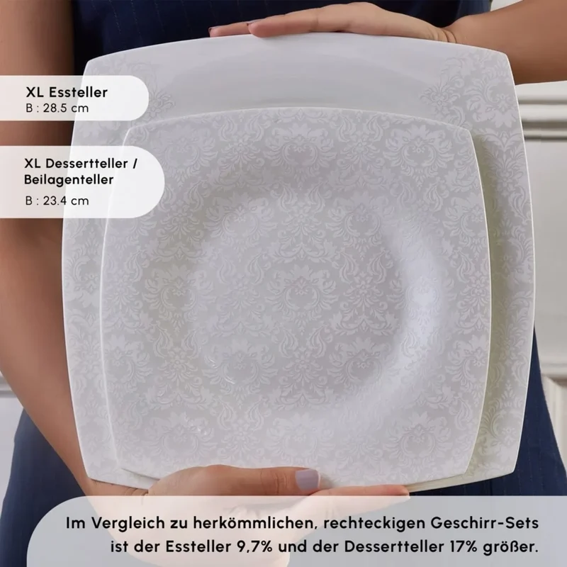 Karaca Fine Pearl Helen 58-teiliges Tafelservice für 12 Personen