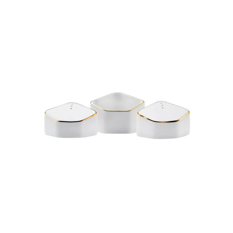 Karaca Fine Pearl Extra Eight Corner 62-Teiliges 12-Personen Geschirrset Gold