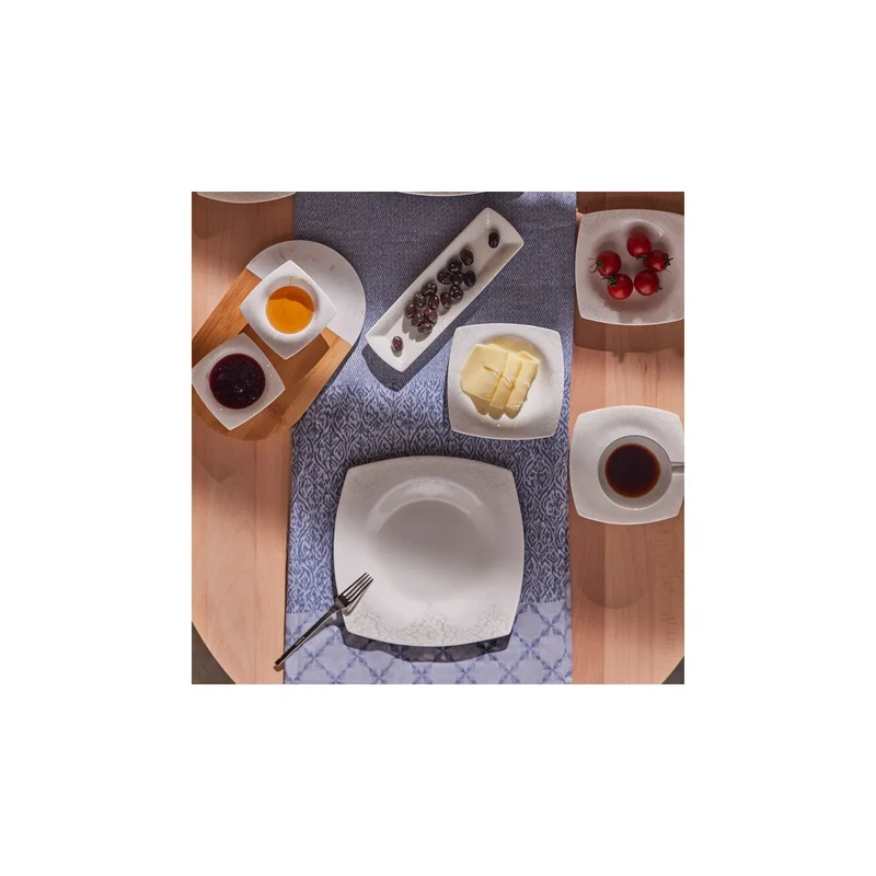 Karaca Fine Pearl Helen 26-Teiliges 6-Personen Frühstücksset Quadrat