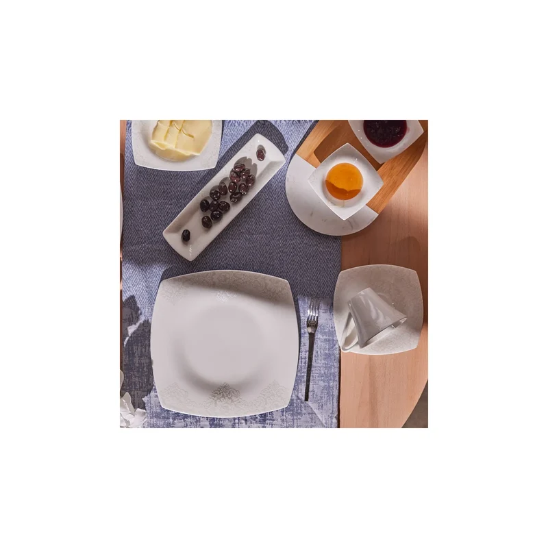 Karaca Fine Pearl Helen 26-Teiliges 6-Personen Frühstücksset Quadrat