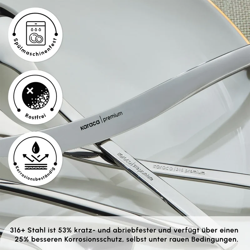 Karaca Dora 316+ Premium 84 Teiliges Für 12 Personen Besteck Set